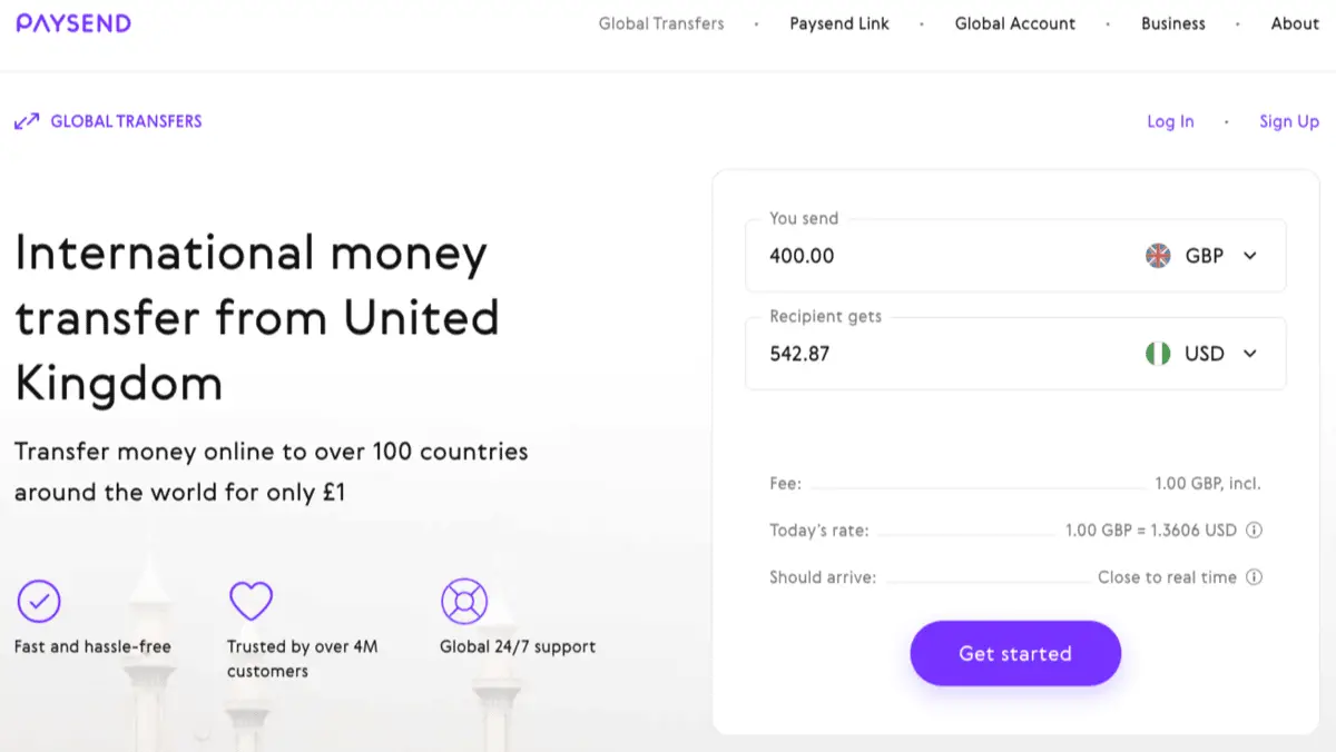Paysend money transfer website review