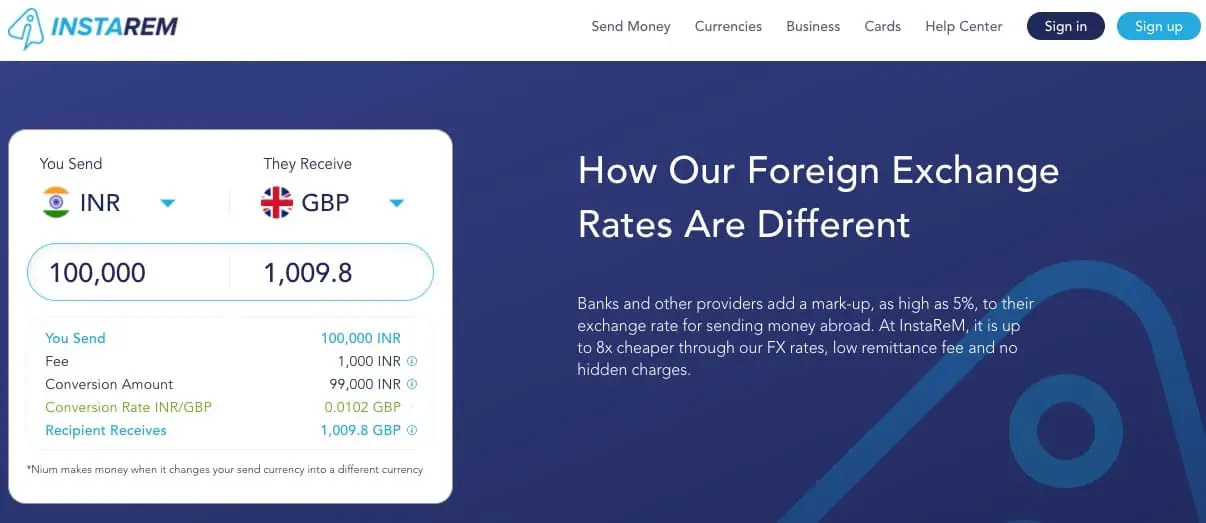 UK to India online money transfer with InstaReM