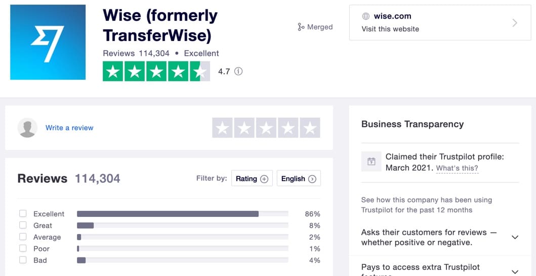 Wise formerly TransferWise Reviews TrustPilot