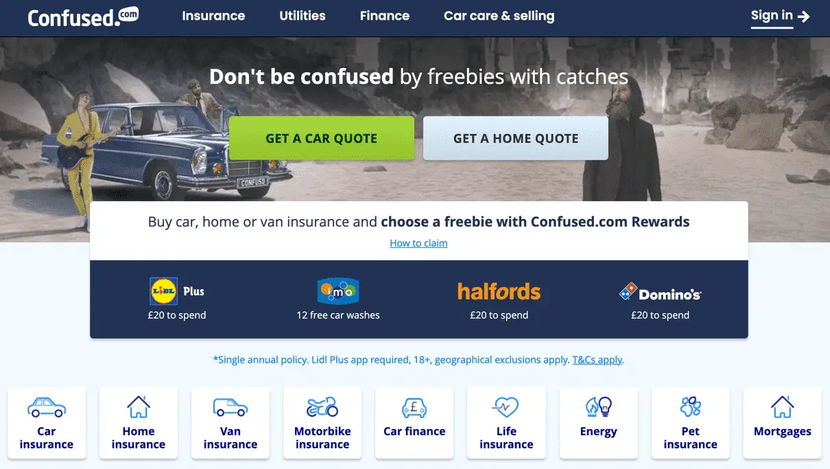 Confused.com website homepage