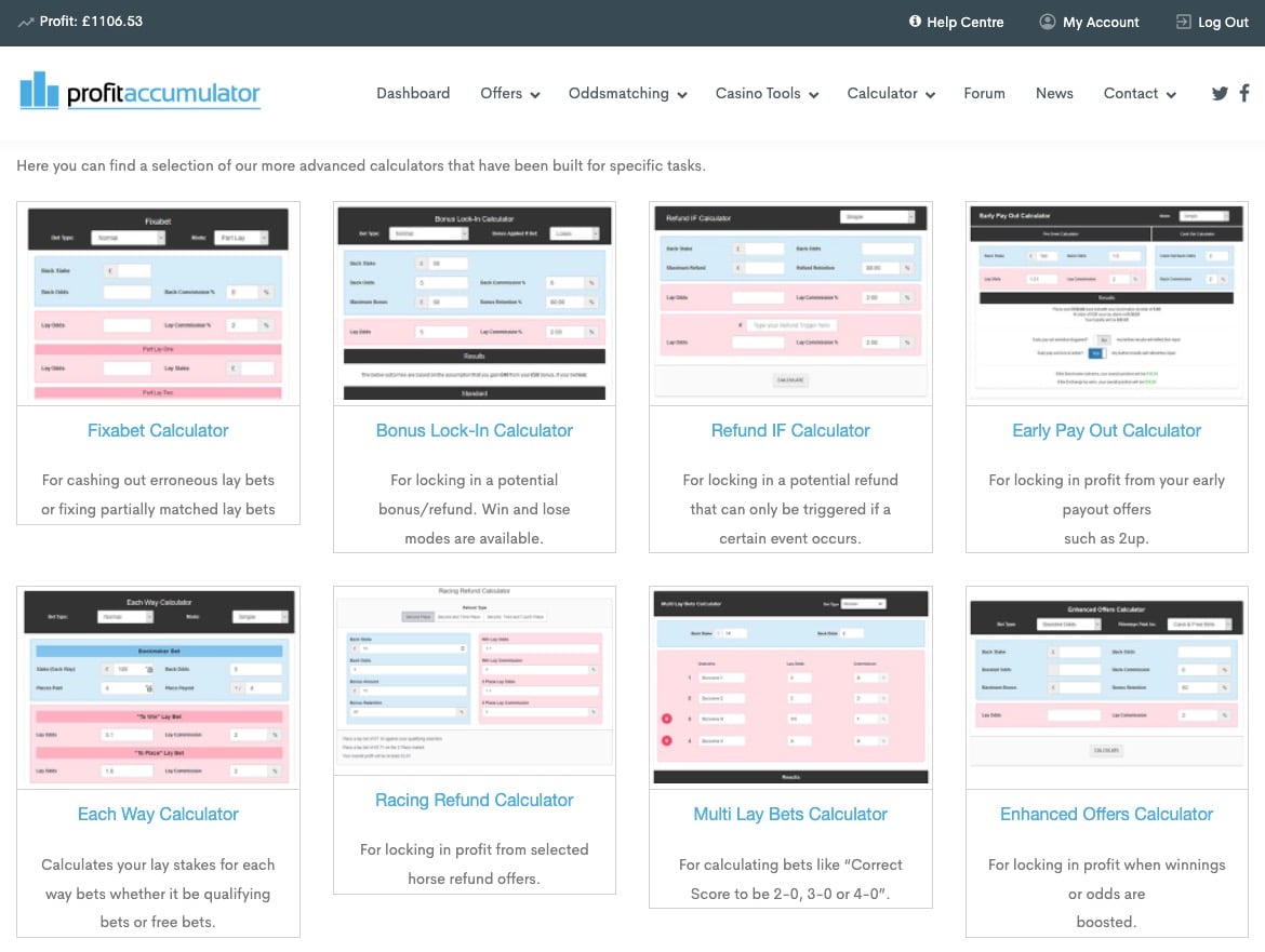 Matched Betting Calculators by Profit Accumulator